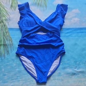 Beautiful Blue One Piece Bathingsuit Women's Size Medium NWT